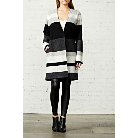 Talbots Jackets & Blazers - TALBOTS Wool Striped Sweater Coat